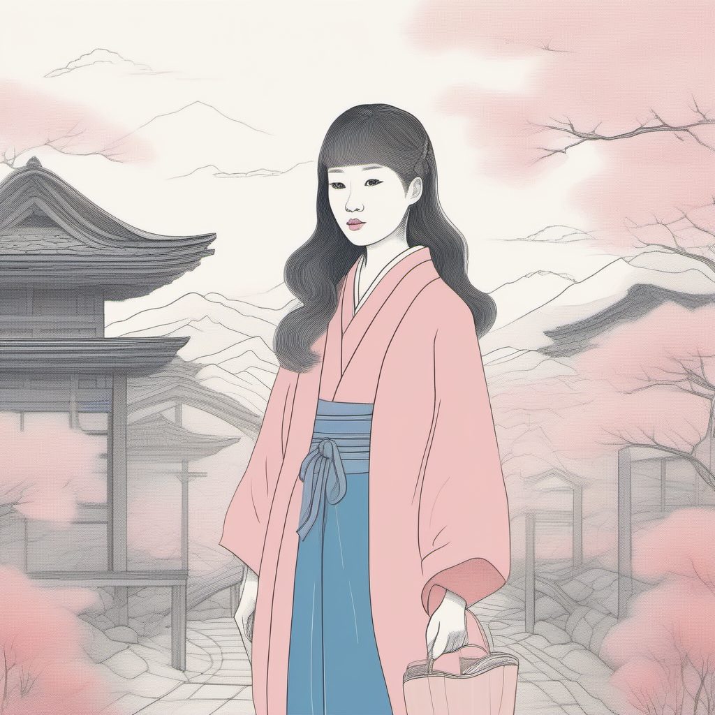 线稿与色彩的完美结合：粉蓝配色的 Midjourney 简约风穿搭教程