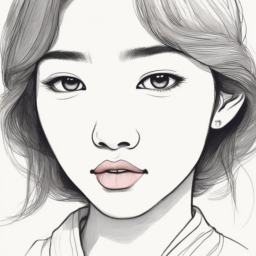 🖍️线条力量！极简Crayon Style少女特写，手绘质感太绝了