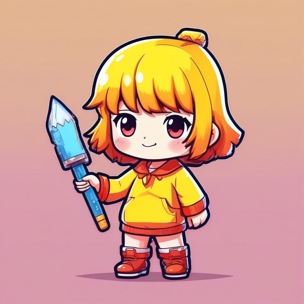 👾像素艺术家！Q版复古游戏人设，鲜亮配色背景图提示词