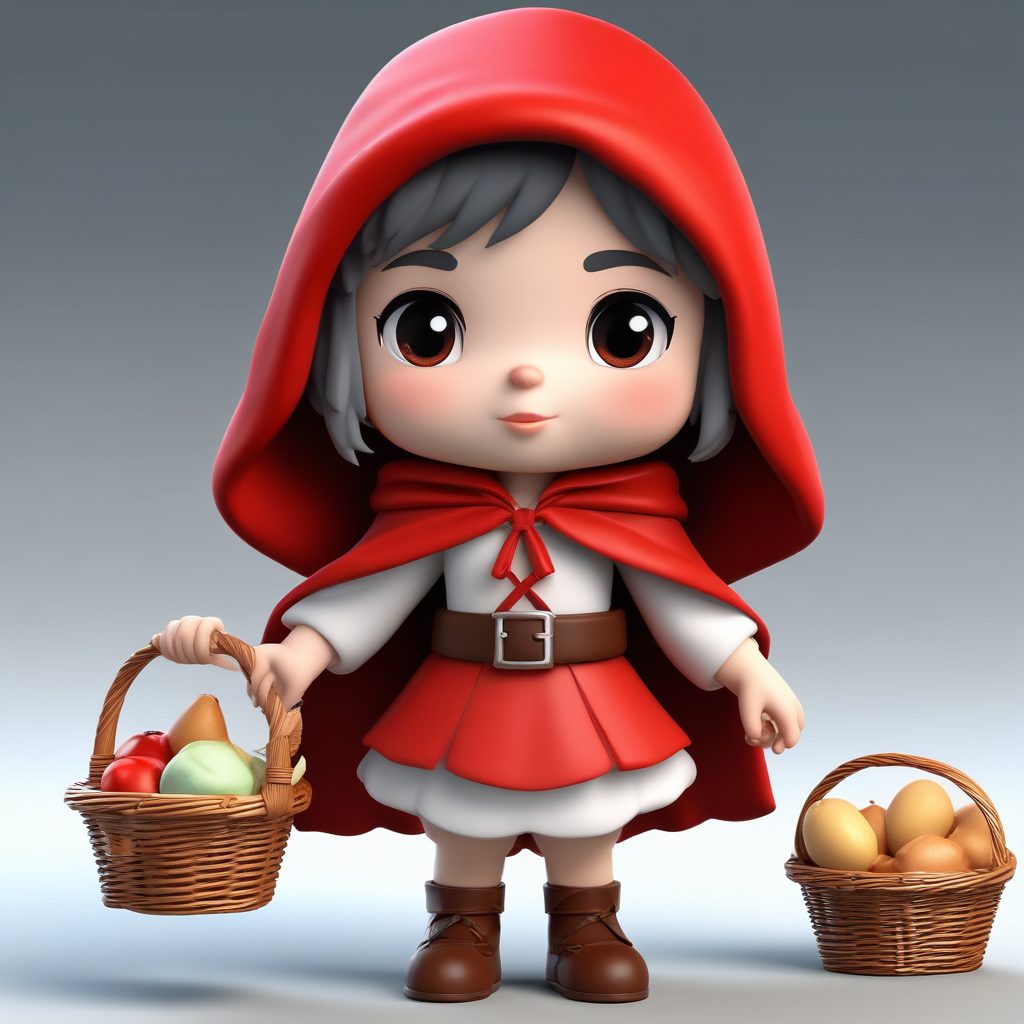 小红帽盲盒：超萌Q版童话角色，3D建模，粘土材质，一键生成！