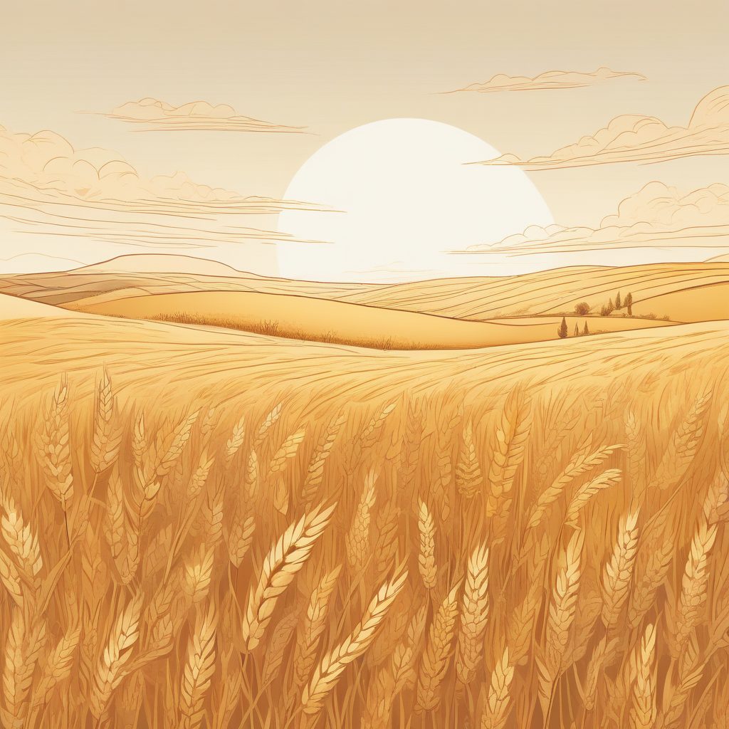 小红书爆款：极简麦田风景手绘插画，粉彩配色，治愈系头像背景