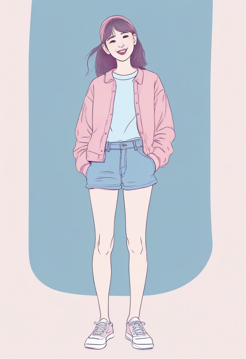 小红书爆款！极简主义粉蓝穿搭模板，Soft Doodle手绘插画风