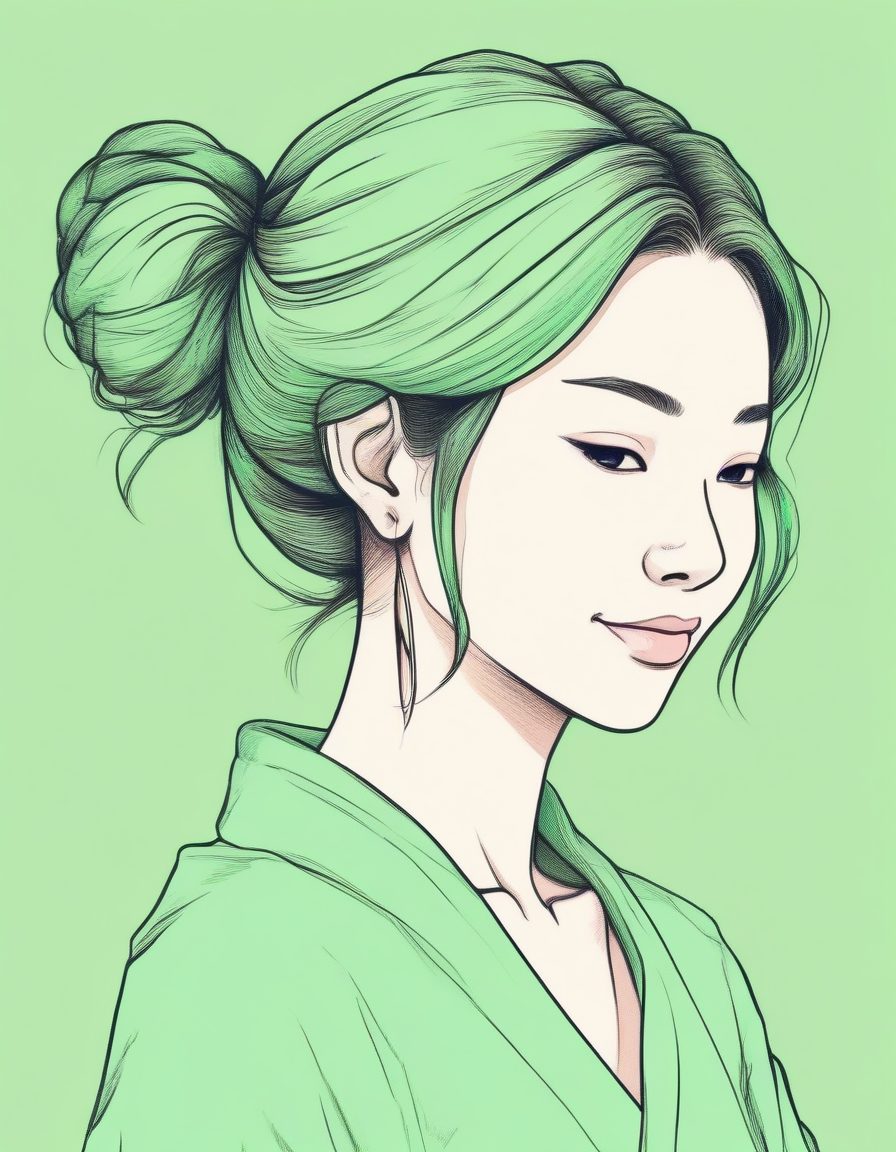 小红书爆款预警！极简风丸子头少女头像，清新治愈系配色！