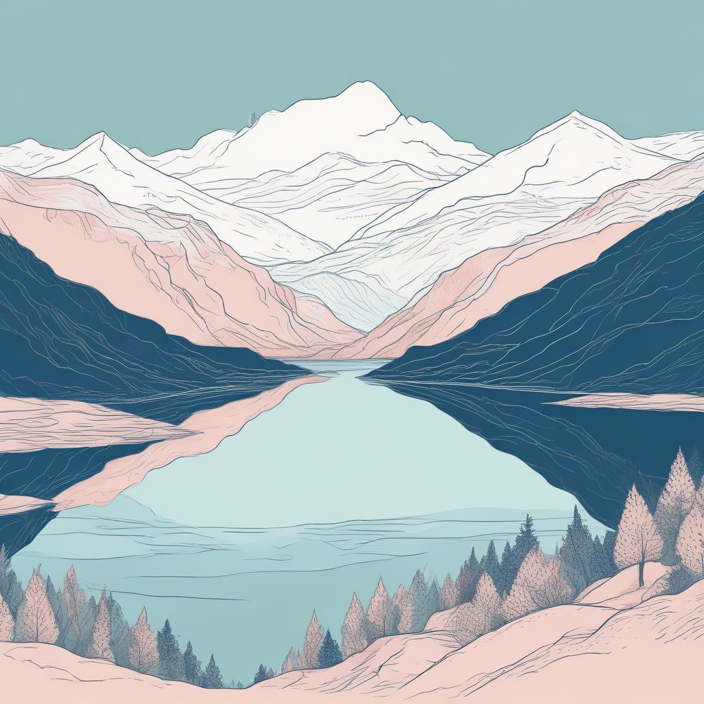 小清新 | 极简主义北欧峡湾，蜡笔淡彩质感背景图