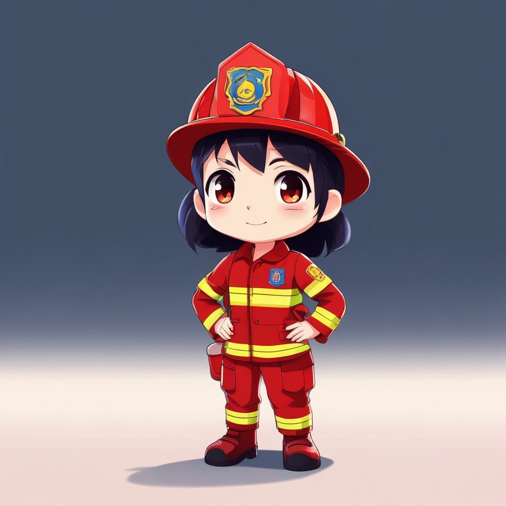 👨‍🚒小小消防员Chibi！坚毅立正姿势，职业主题极简头像生成