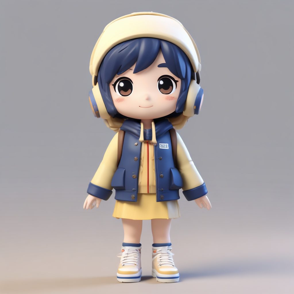 📚校园冬日!Pop Mart Q版女孩背着书包,侧身走路全身像