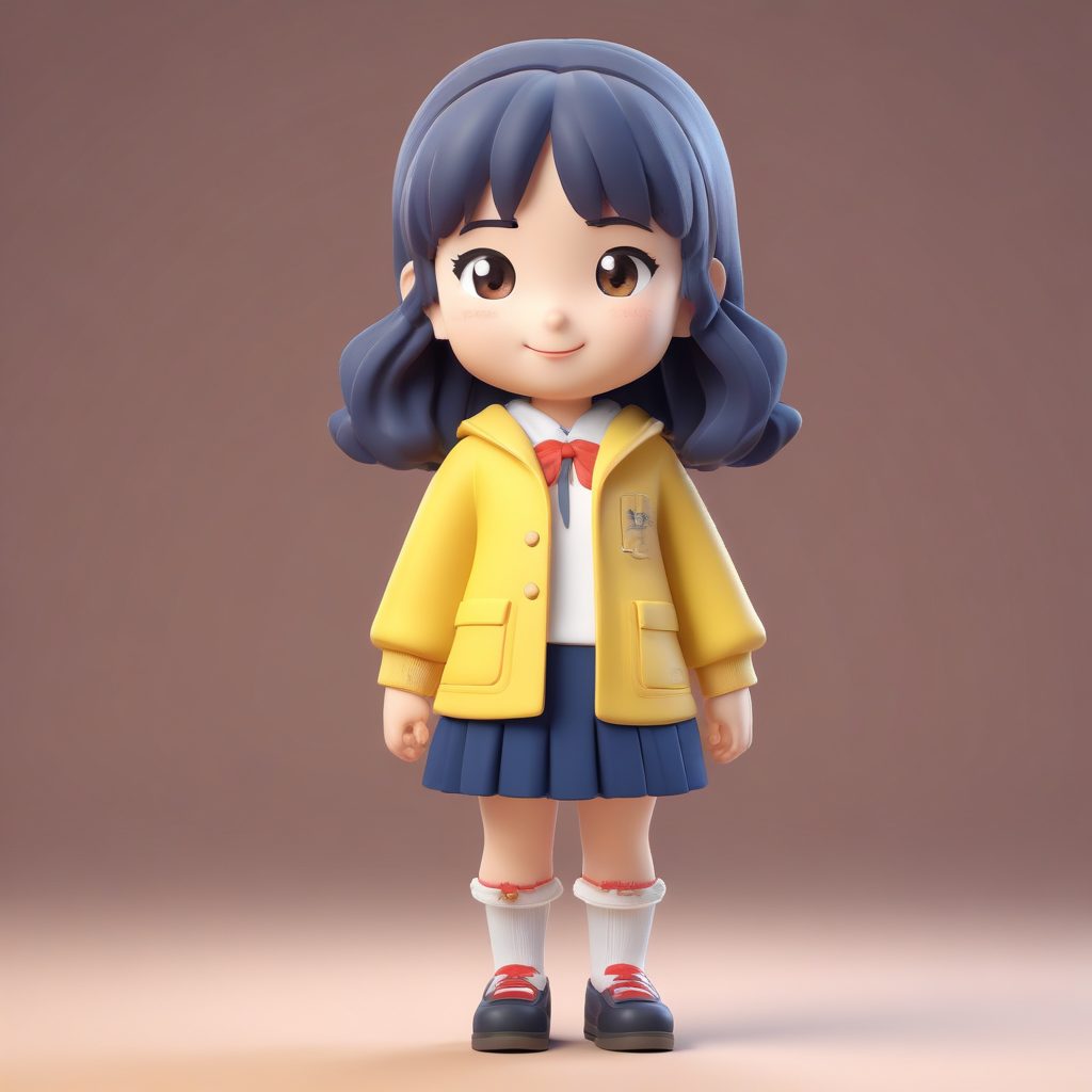 校园冬日: Q版校服女孩的正面鼓励姿势(高点击)