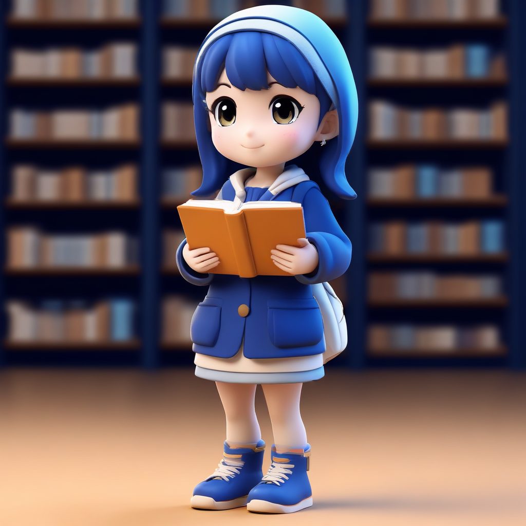 📚校园风!抱着书本的Q版学生妹冬装,C4D黏土全身像分享