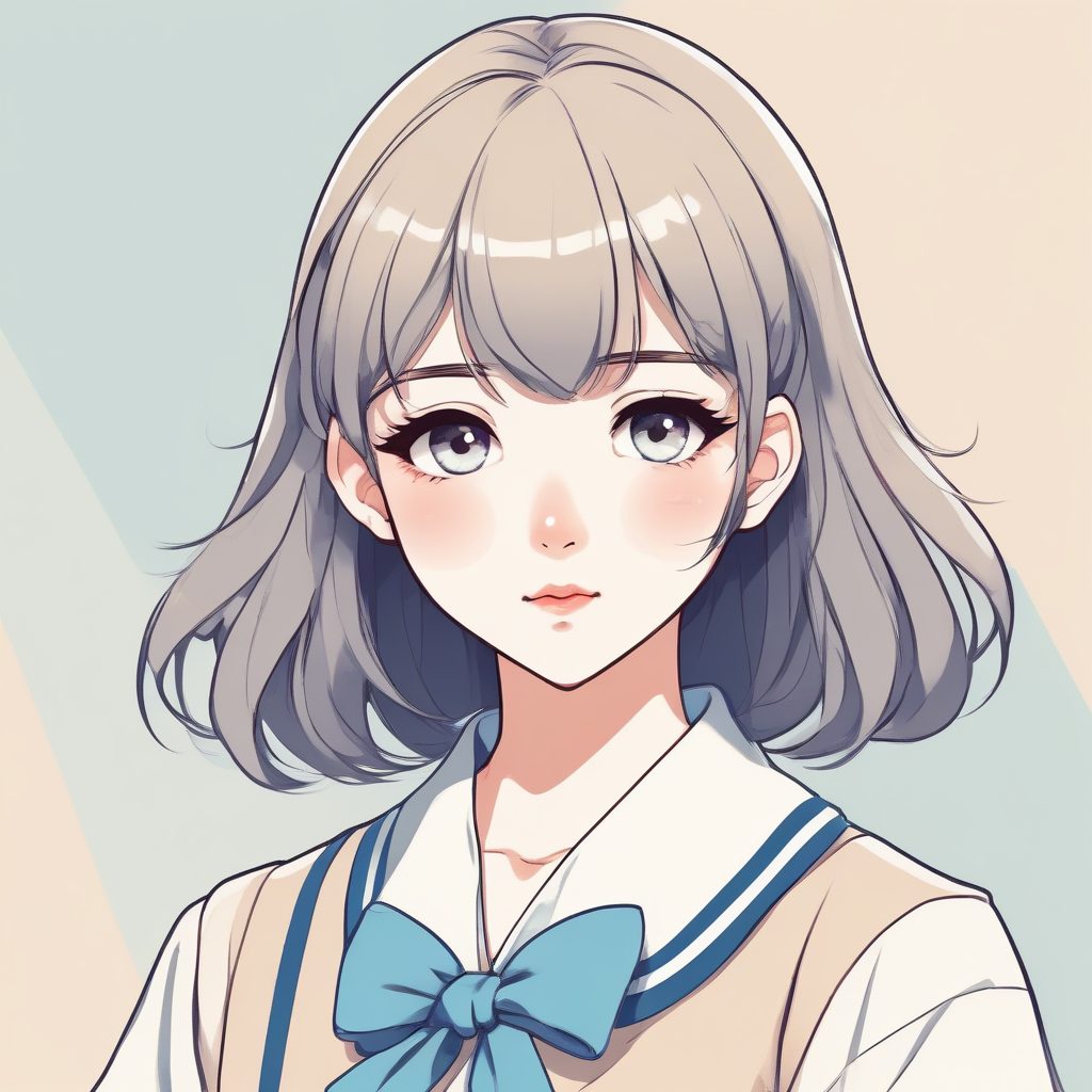 📚校园风极简少女头像！日系制服线条插画，低饱和度治愈感MAX！