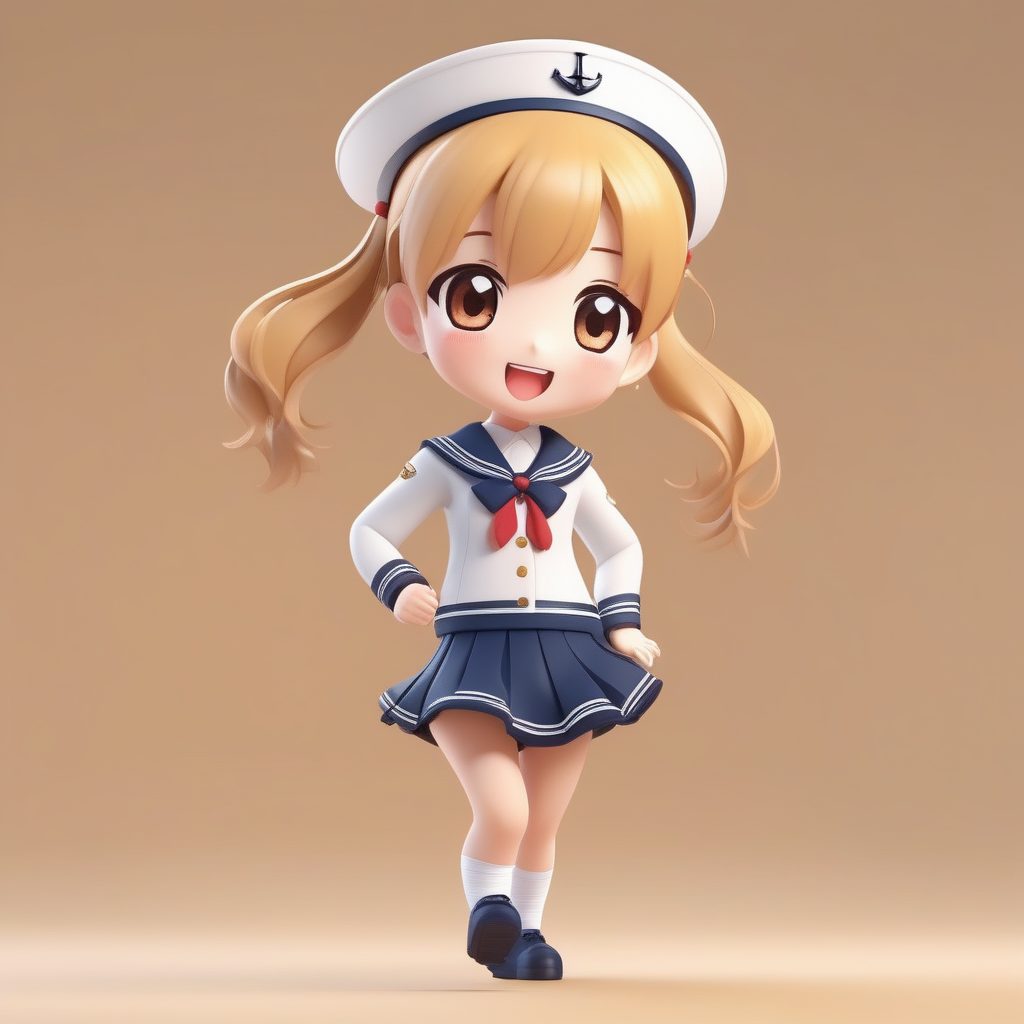 校园风Q版校服女孩全身照:高分辨率8K渲染提示词分享