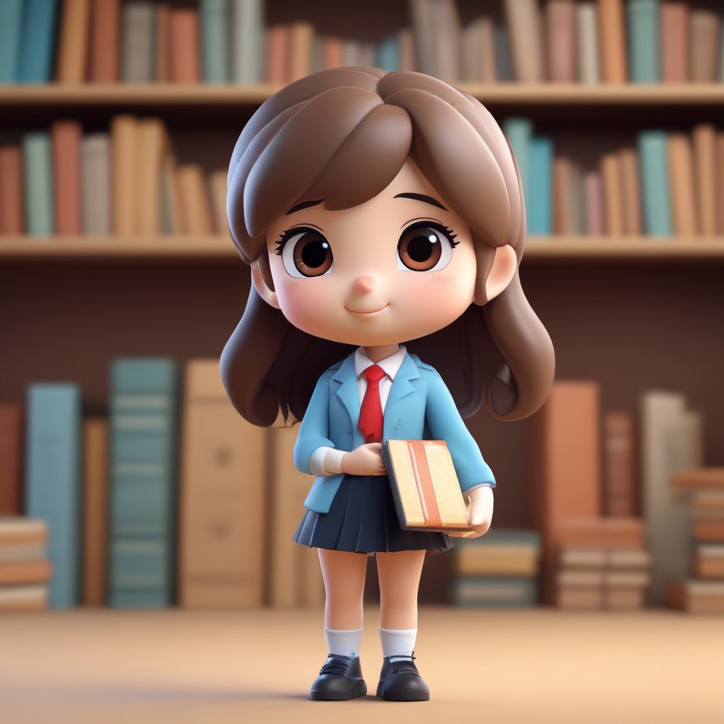 校园热点：Q版学霸手捧书本的认真学习表情C4D模型