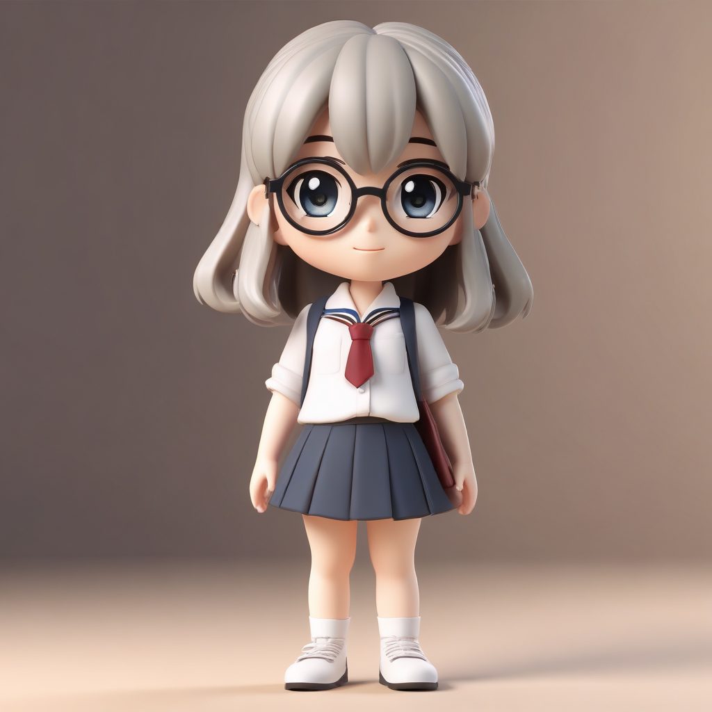 📚校园学霸Q版女孩！清新制服黏土风全身像💯高细节8K