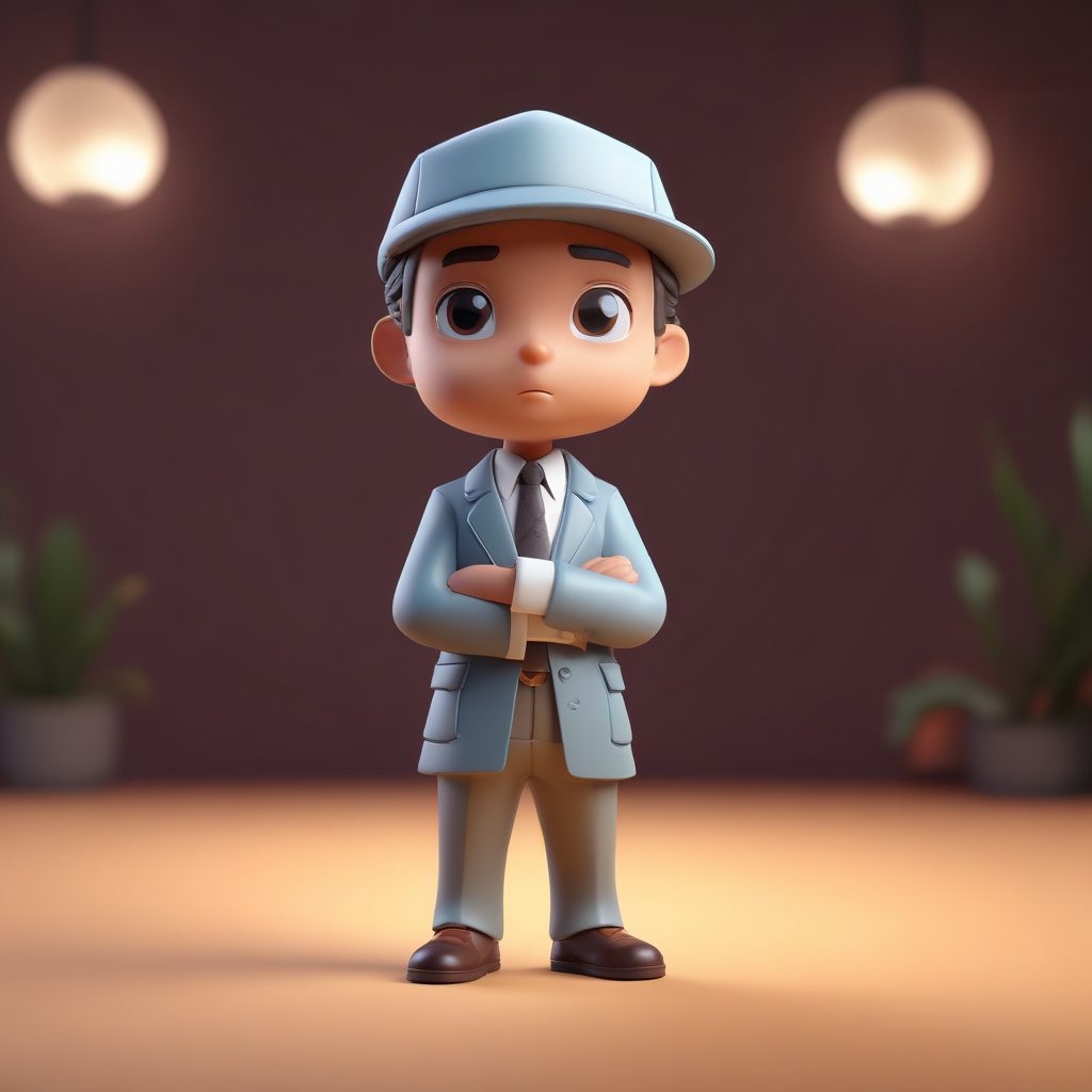 小侦探推理中！Q版小人严肃思考、抱臂皱眉的复杂表情动作AI图