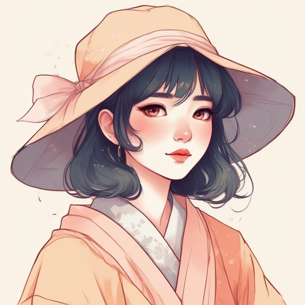 小众插画分享：朦胧感日系少女头像，柔焦边缘打造艺术调性