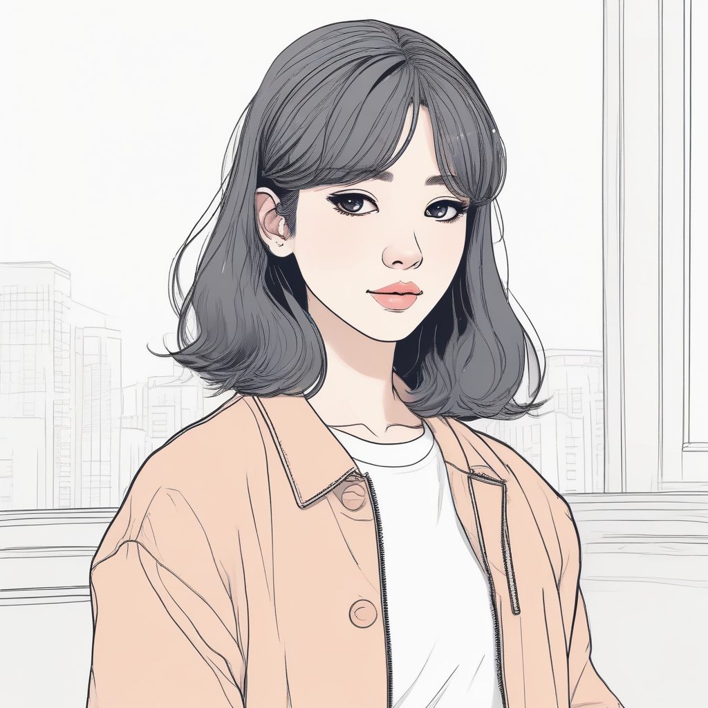 小众高级：艺术馆风极简手绘少女插画，干净纯色背景壁纸