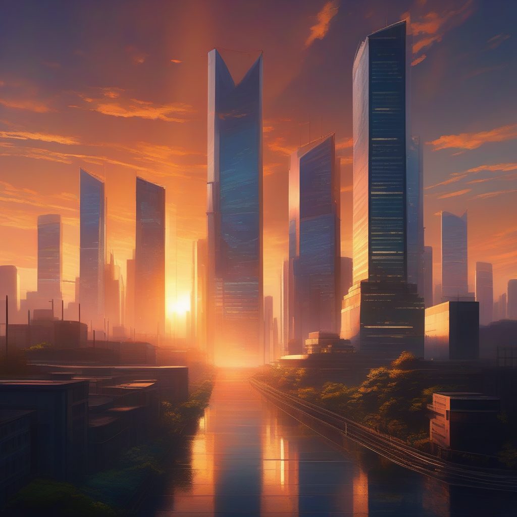 新海诚风格城市夜景手机壁纸:如何生成极致光影的动漫风高楼大厦?