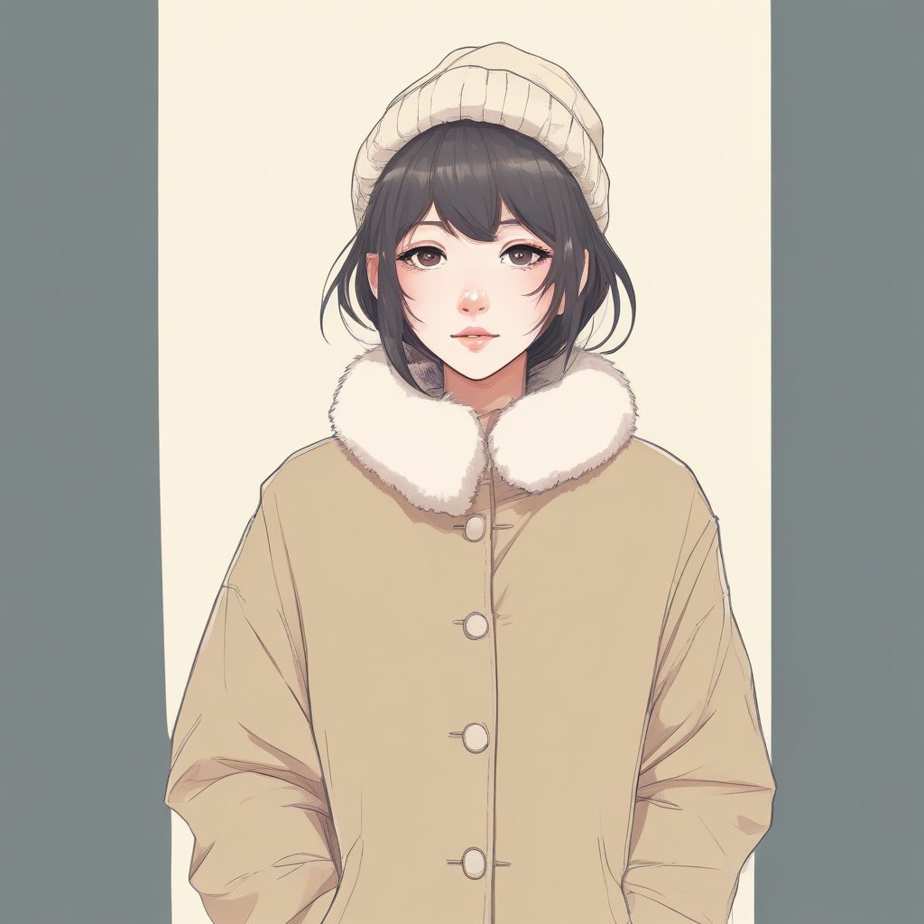 🌲新海诚风 | 唯美光影下的日系少女全身线稿图,冬日漫步