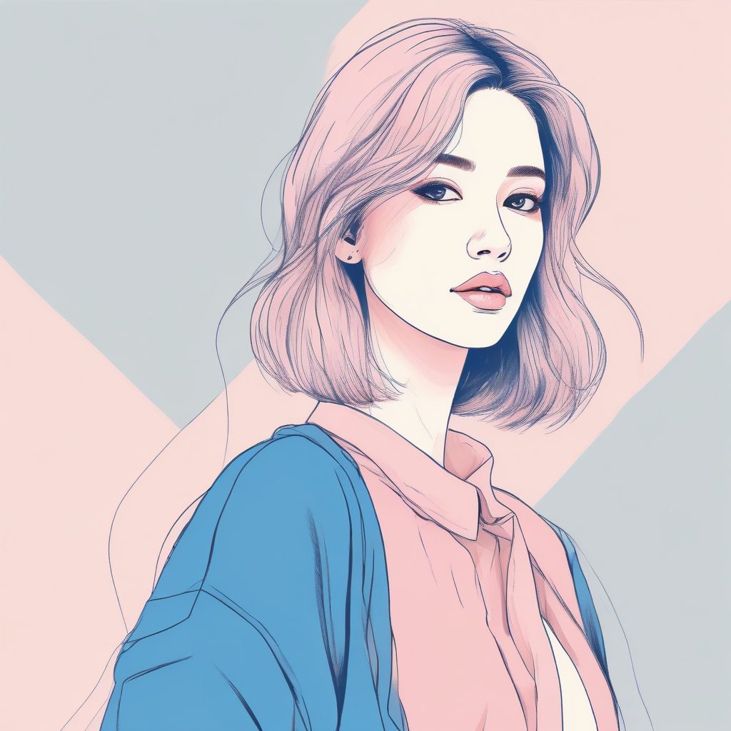 新海诚光影风？粉蓝系极简线稿插画，清透治愈系AI绘图