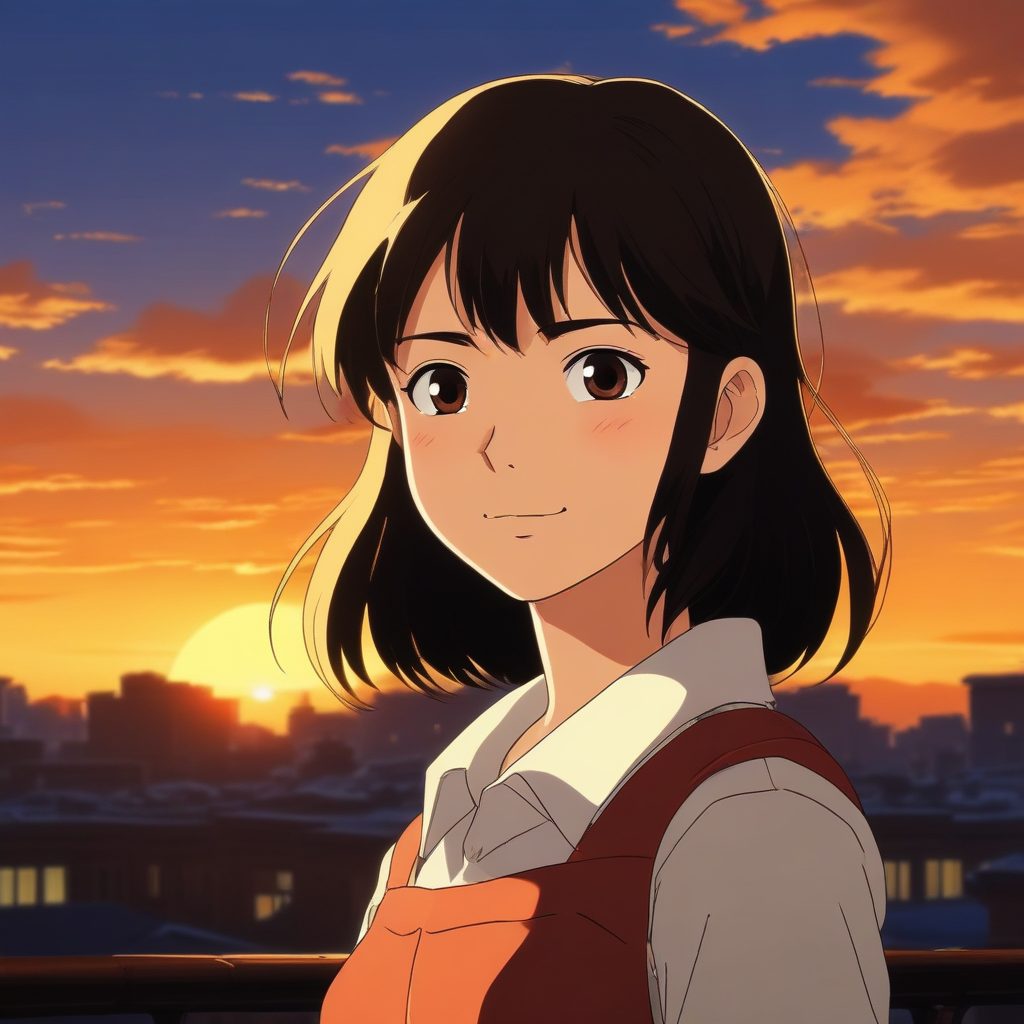 新海诚日系校服女孩特写：黄金时刻人像AI绘画提示词优化