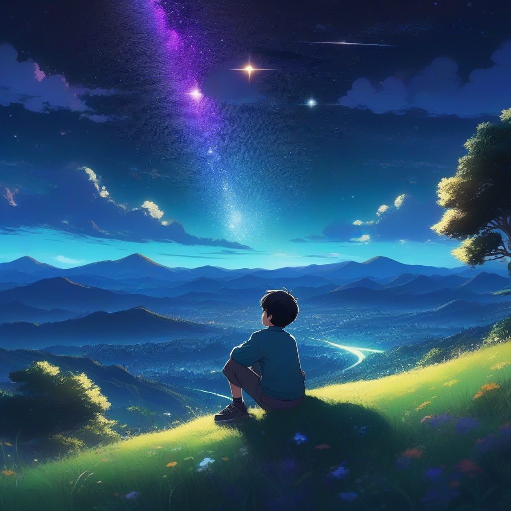 新海诚星空壁纸生成：AI提示词捕捉天文级细节与高饱和度夜景