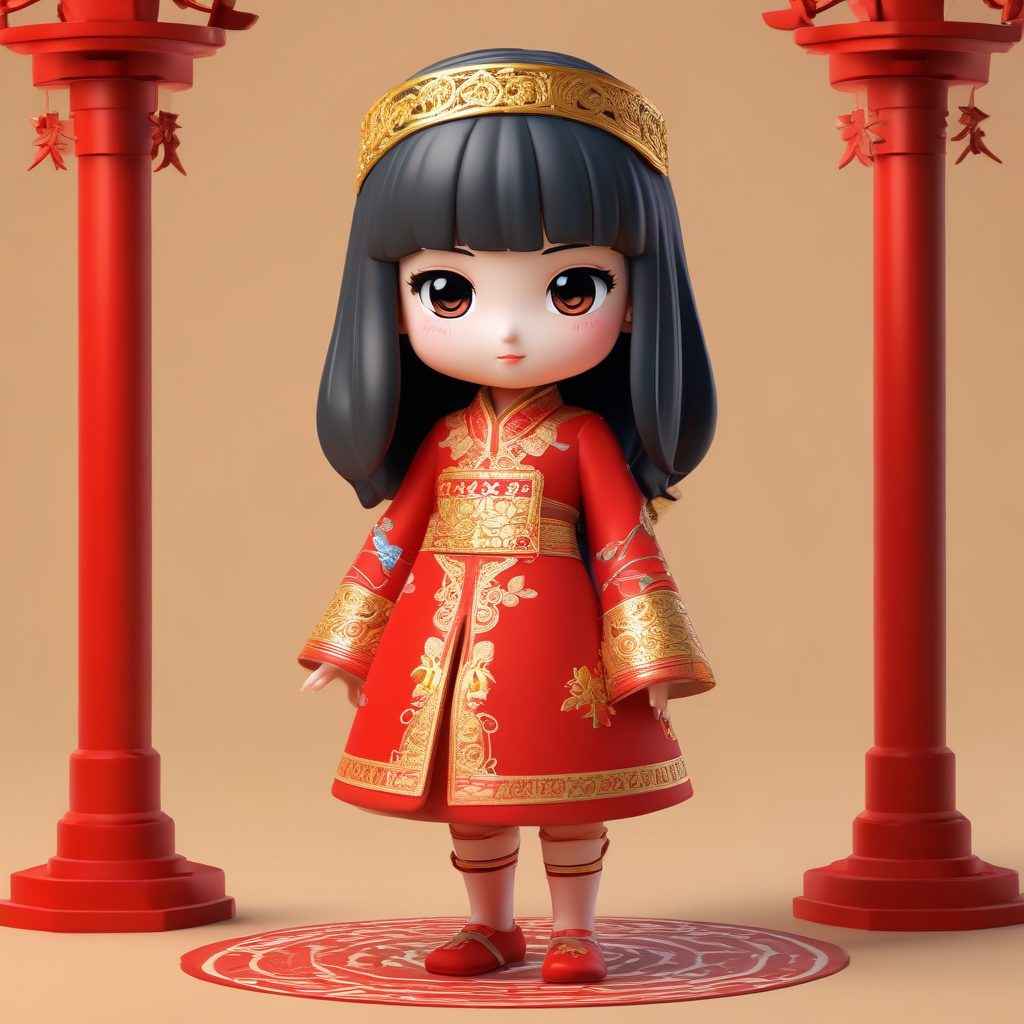 🏮新年氛围感！C4D盲盒国风Q版女孩时尚装扮，全身图做壁纸太绝了