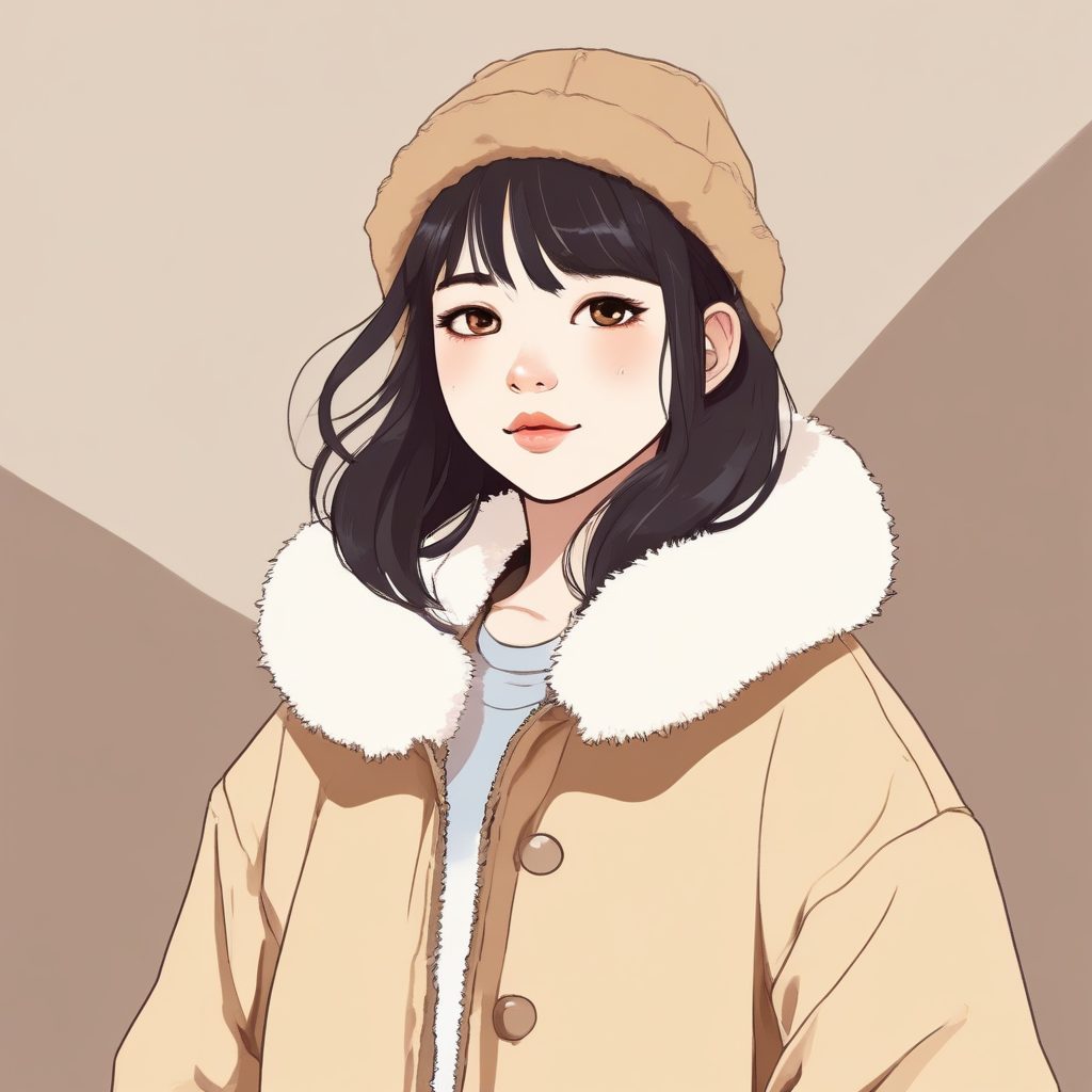 🌟新图速递!羊羔毛外套配长靴少女线稿图,冬日时尚全身照