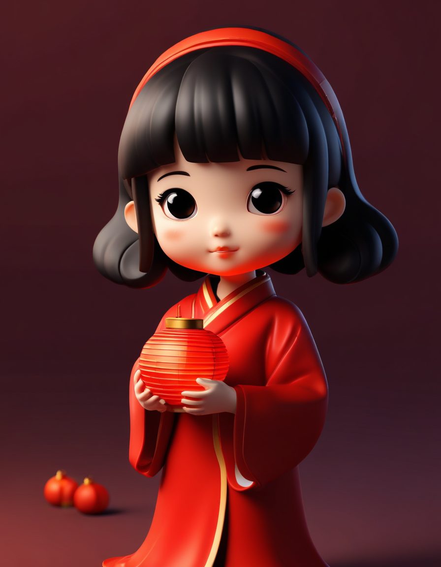 💖 新中式盲盒：复古灯笼 Q版旗袍女孩 3D渲染高细节壁纸