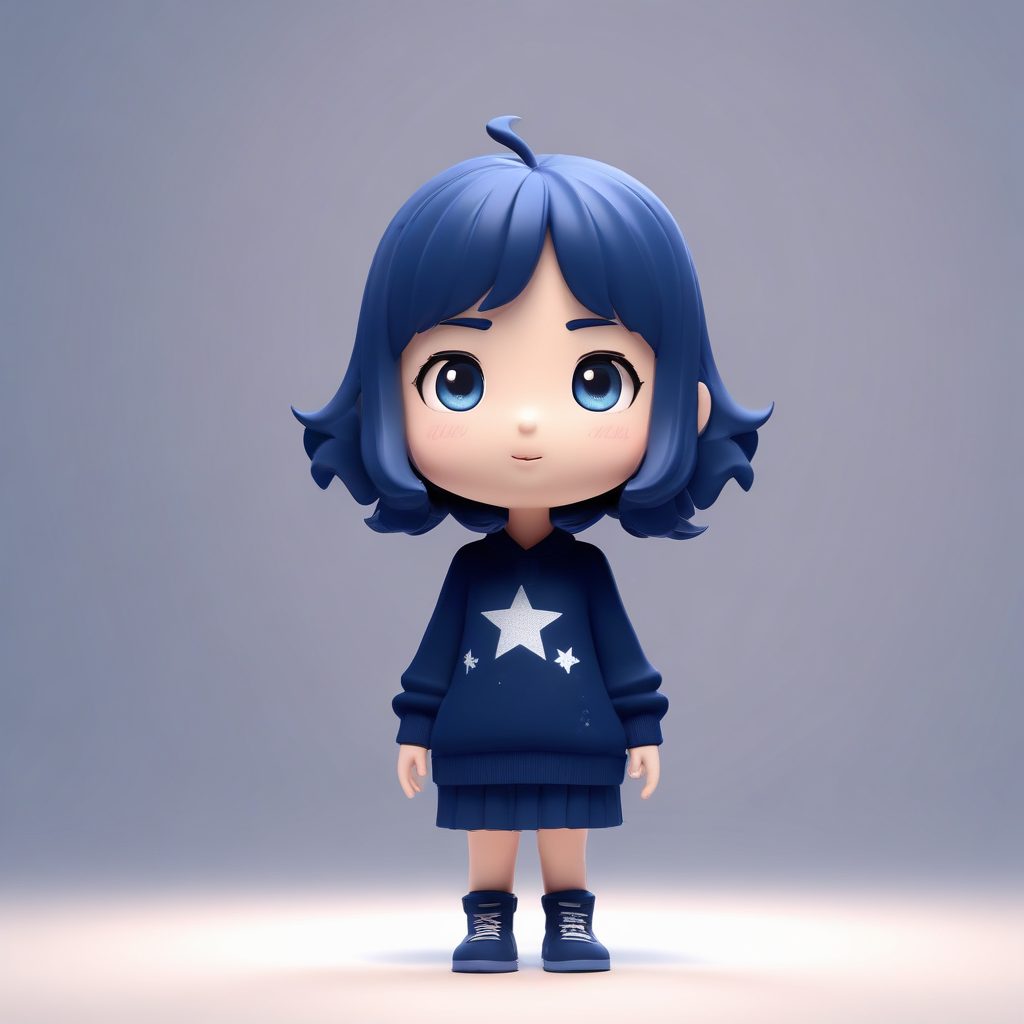 ✨星空毛衣!C4D粘土风Q版女孩仰望星空,梦幻感治愈壁纸