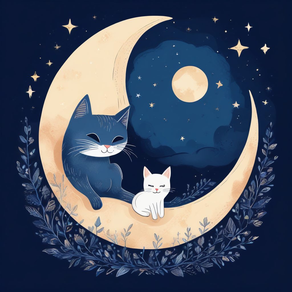 🌙星空下的猫！蜡笔质感插画头像，谁能拒绝这种治愈系小可爱？