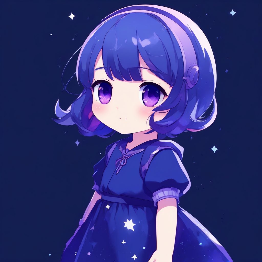 🌟星空主题Q版女孩！Galaxy梦幻穿搭全身照，高清AI壁纸素材