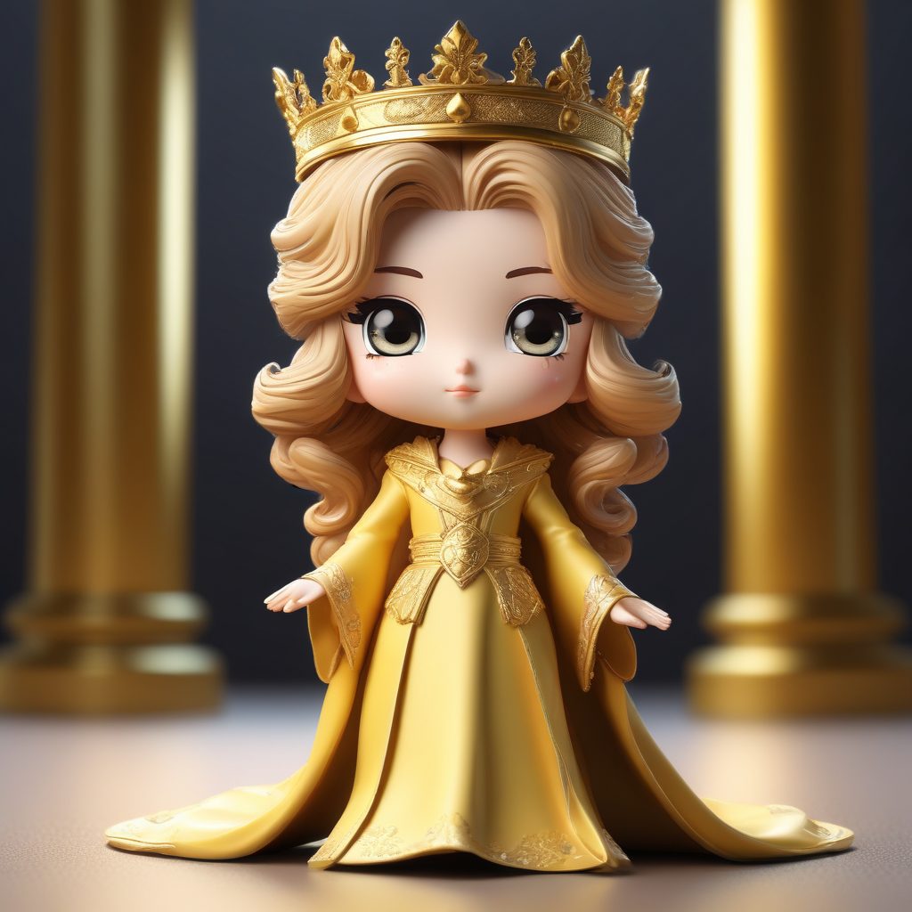 星座主题Q版插画: 狮子座女王3D盲盒人设 (8K高细节)