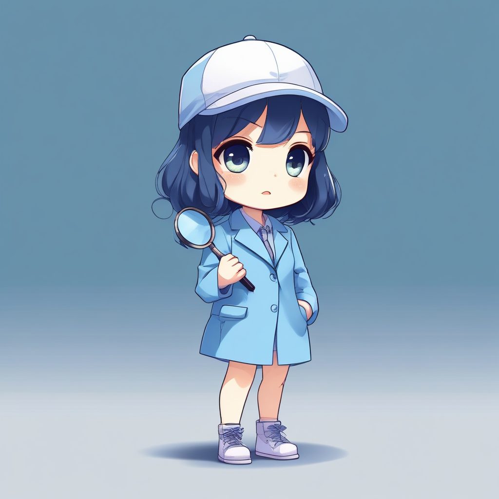 🔍悬疑萌！侦探Chibi观察姿势，高级感极简卡通风格壁纸