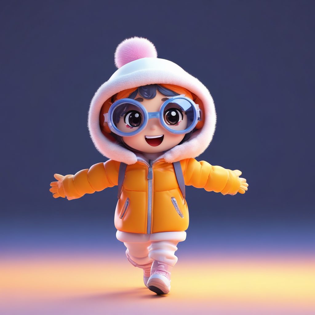 雪地运动Q版：滑雪镜女孩的兴奋跳跃动态捕捉教程