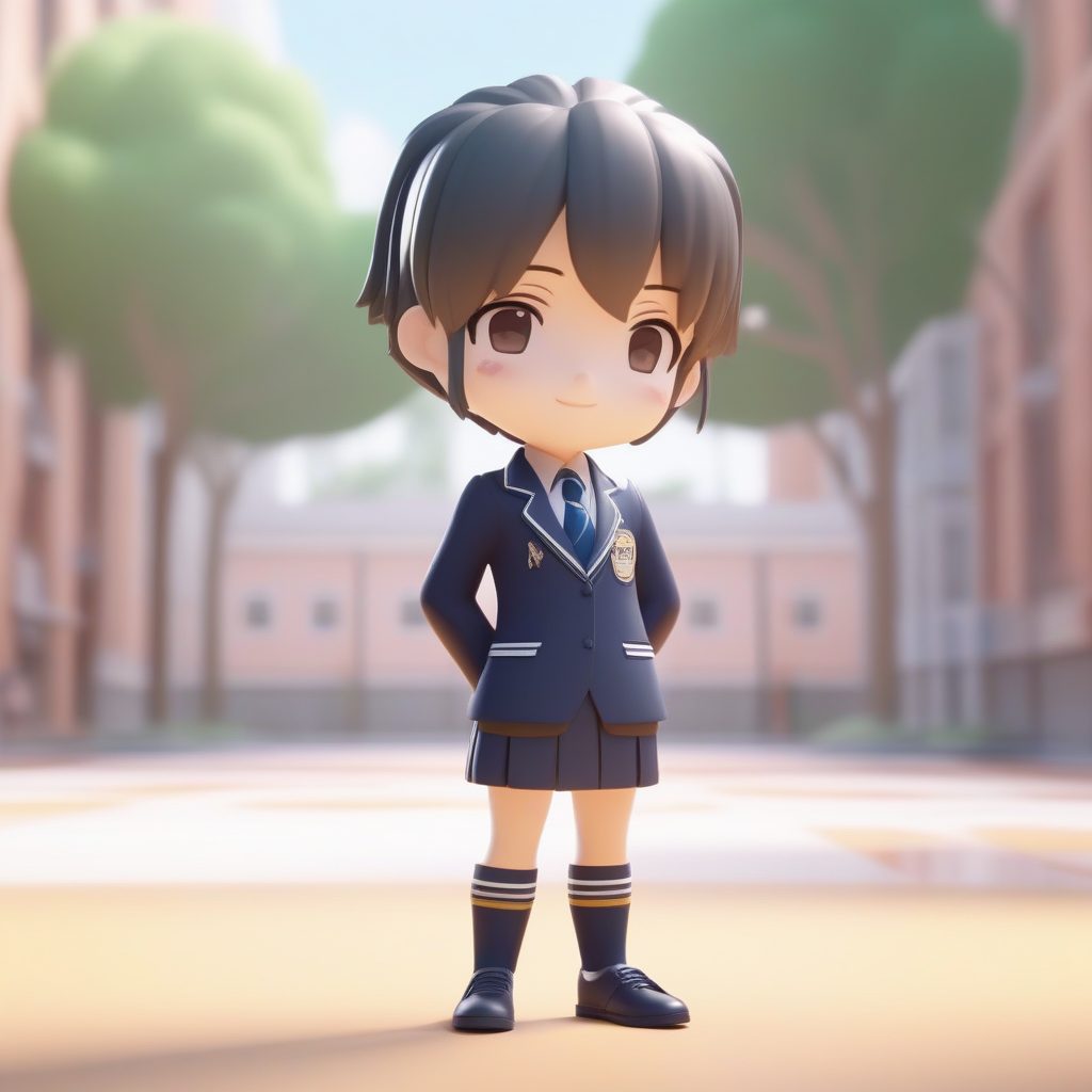 学生会长Q版手办:盲盒风3D渲染,高光照细节展示