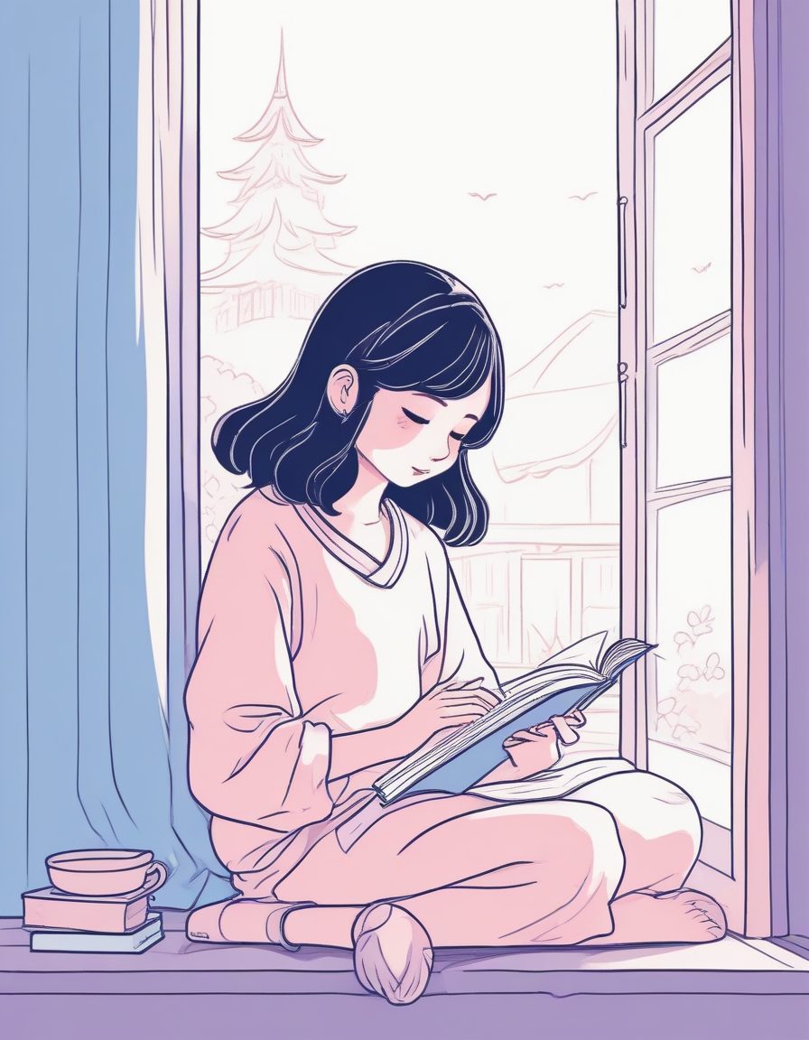 📚学习背景图Get！日系可爱少女，极简手绘线稿插画分享