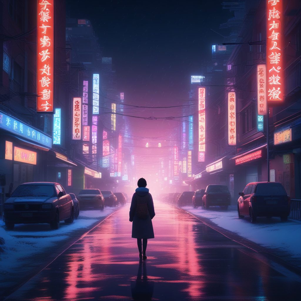 🛸雪夜独行!新海诚风高细节未来城市,适合做冬季治愈壁纸!