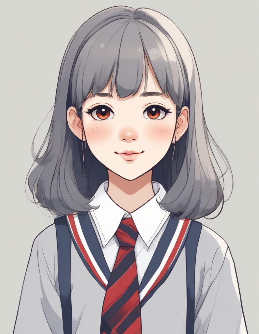 学院风JK制服线稿:AI生成可爱日系肖像的纯色背景速写技巧