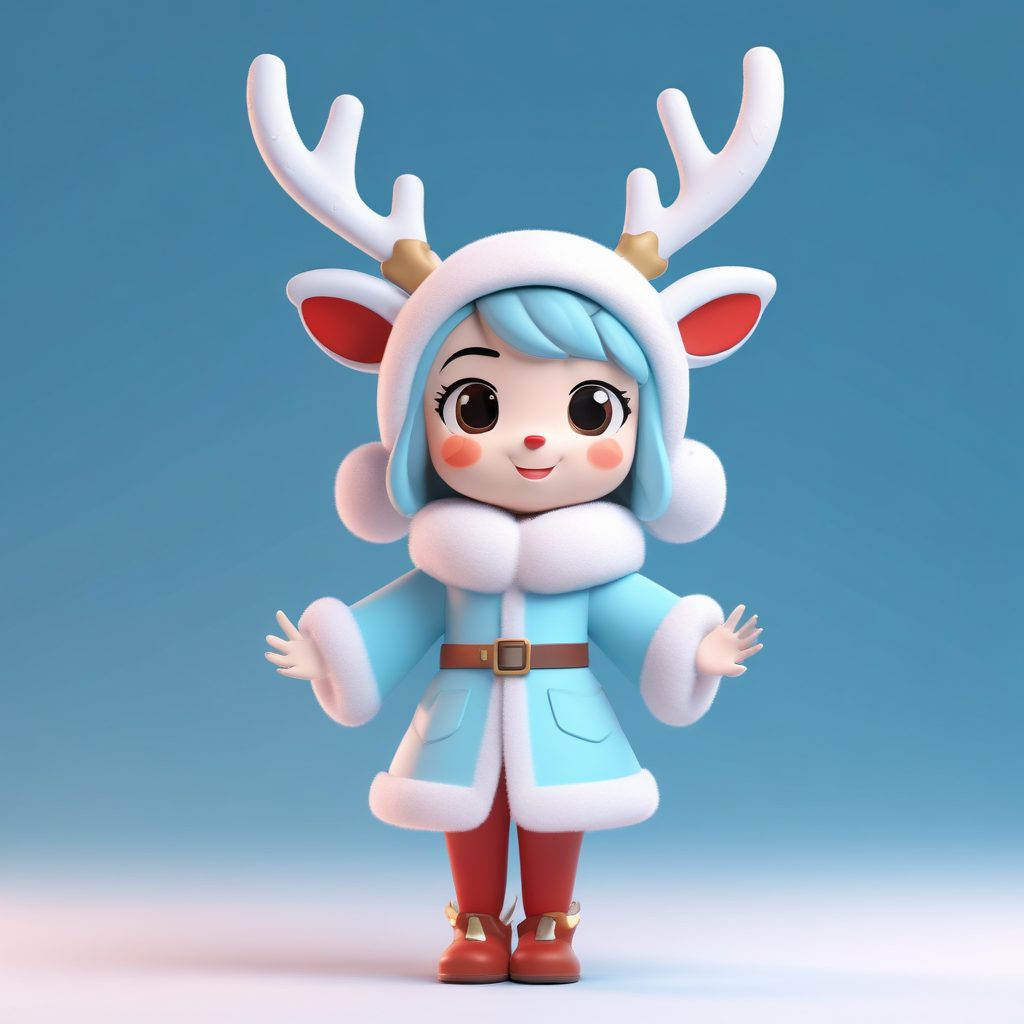 驯鹿Q版圣诞女孩:C4D高细节光追渲染,盲盒美学AI绘图指南 1 驯鹿Q版圣诞女孩:C4D高细节光追渲染,盲盒美学AI绘图指南