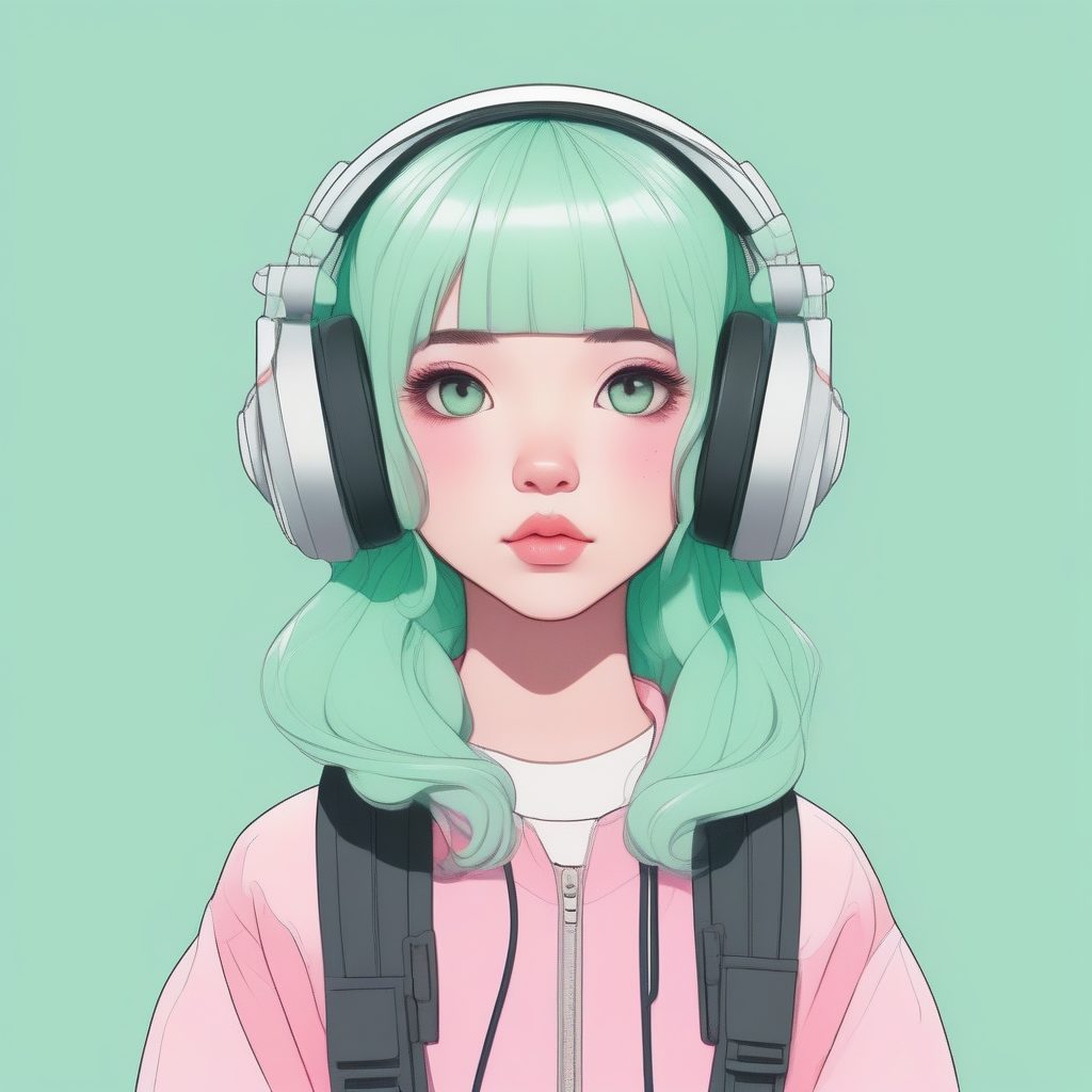 Y2K潮流Q版女孩全身卡片:赛璐珞上色极简主义AI提示词教学