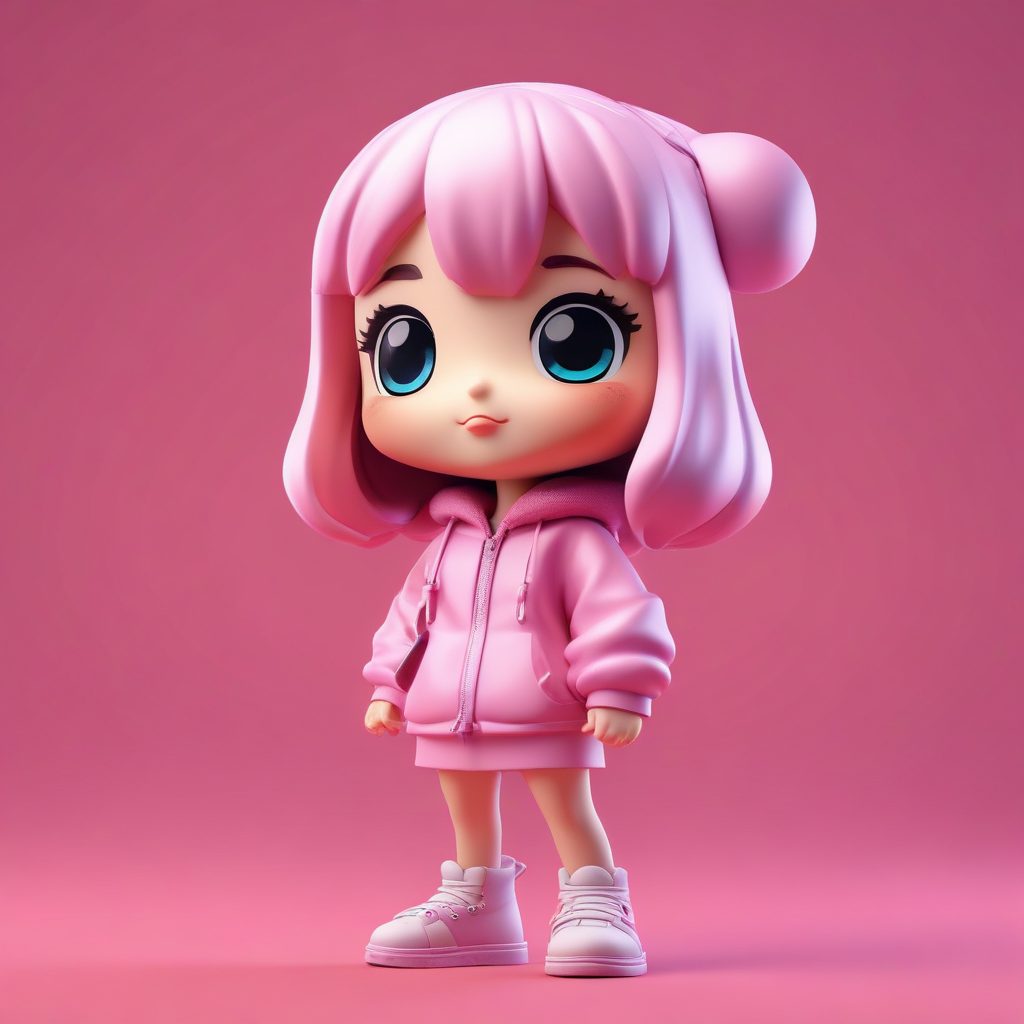 Y2K复古潮流：Q版少女叉腰吐舌的酷炫插画