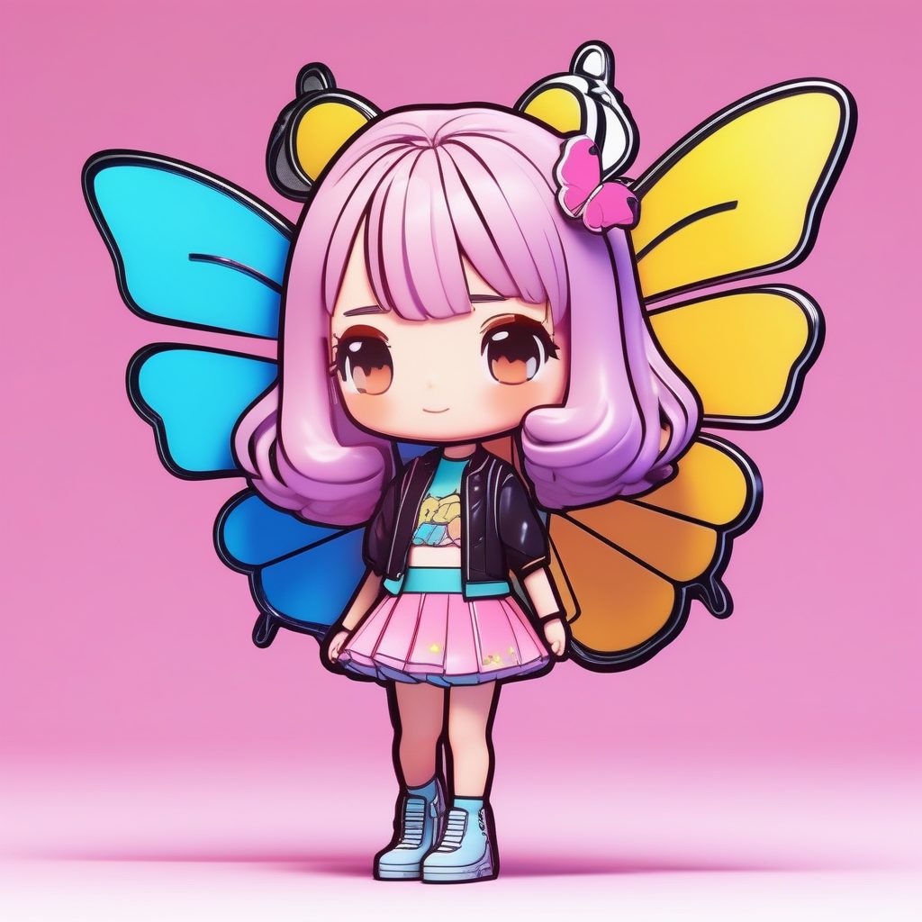 Y2K复古流行风Q版卡通角色:Midjourney纯净背景全身插画技巧