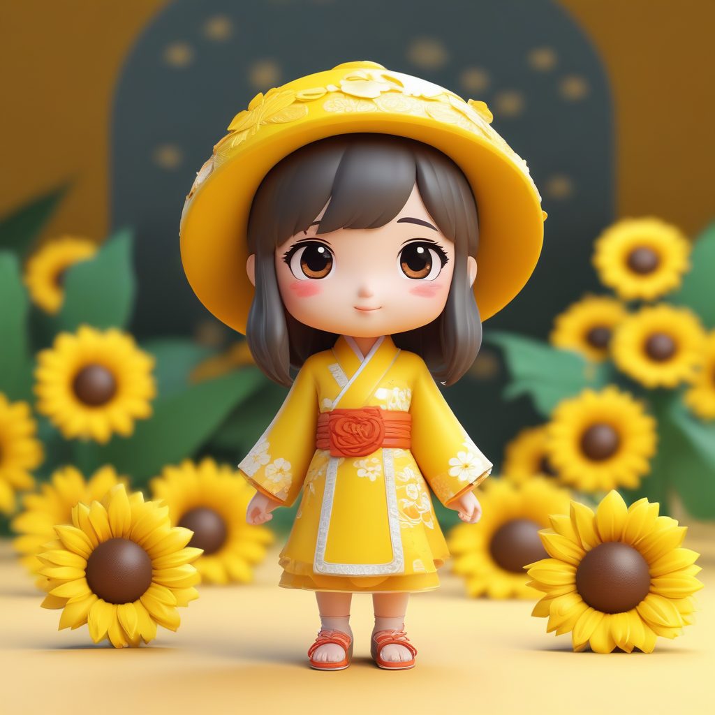 🌞阳光活泼！向日葵主题国风Q版全身图，超元气壁纸素材