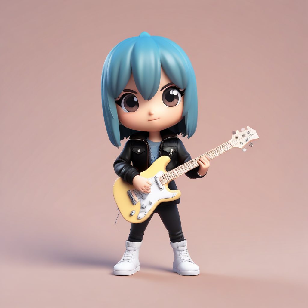 摇滚乐队Q版手办！电吉他潮酷风，高细节粘土音乐模型