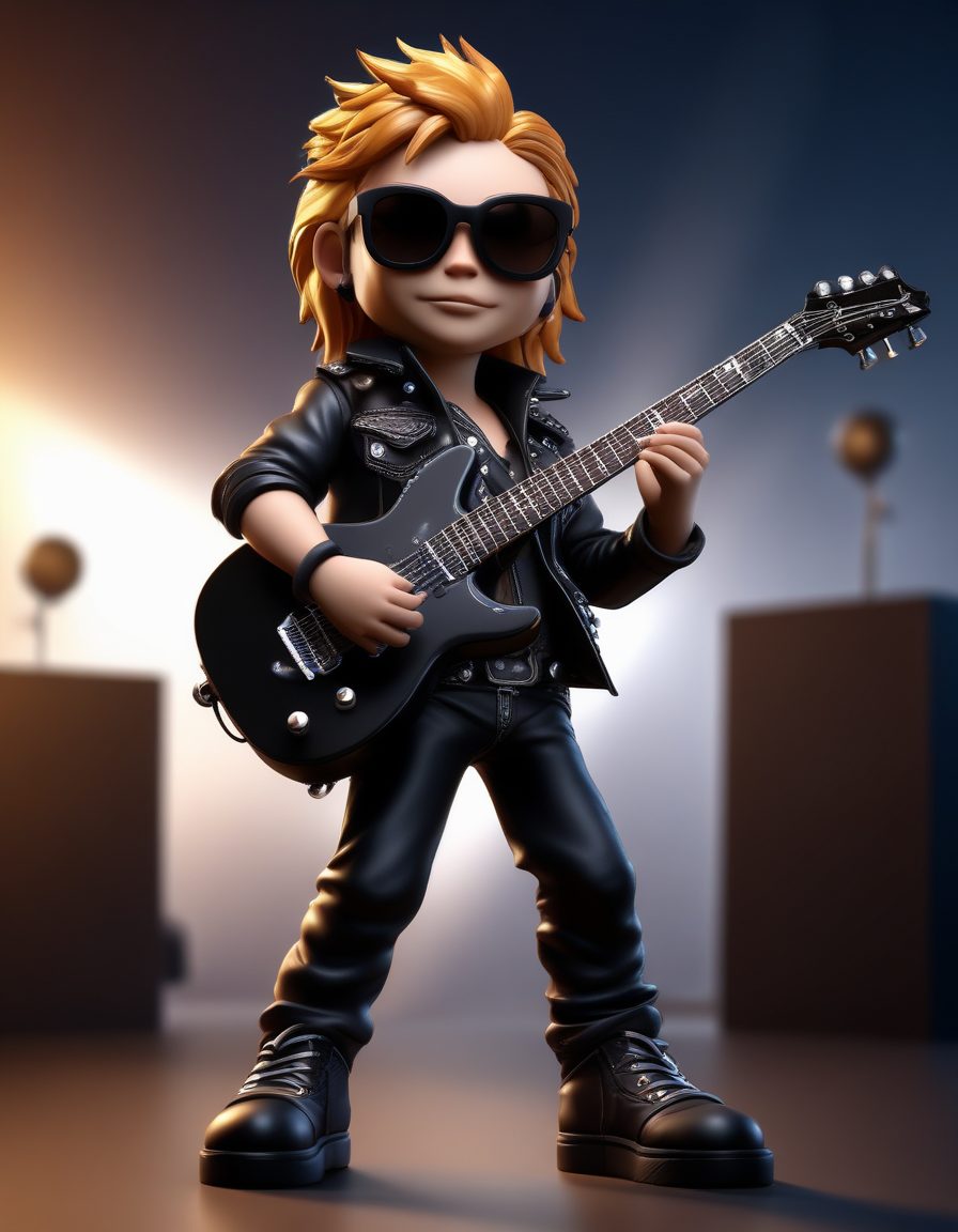 🎸摇滚乐手：抱着电吉他的酷飒Q版