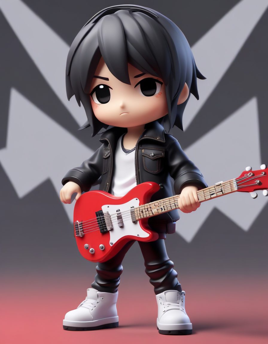 🎸摇滚乐手Chibi | 动态弹吉他C4D全身像，音乐主题头像