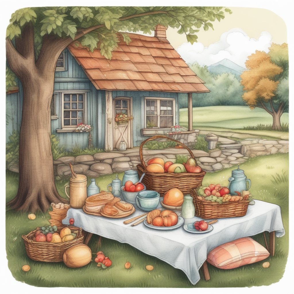 野餐插画：Cottagecore风午后野餐，复古手绘质感，超适合做封面！