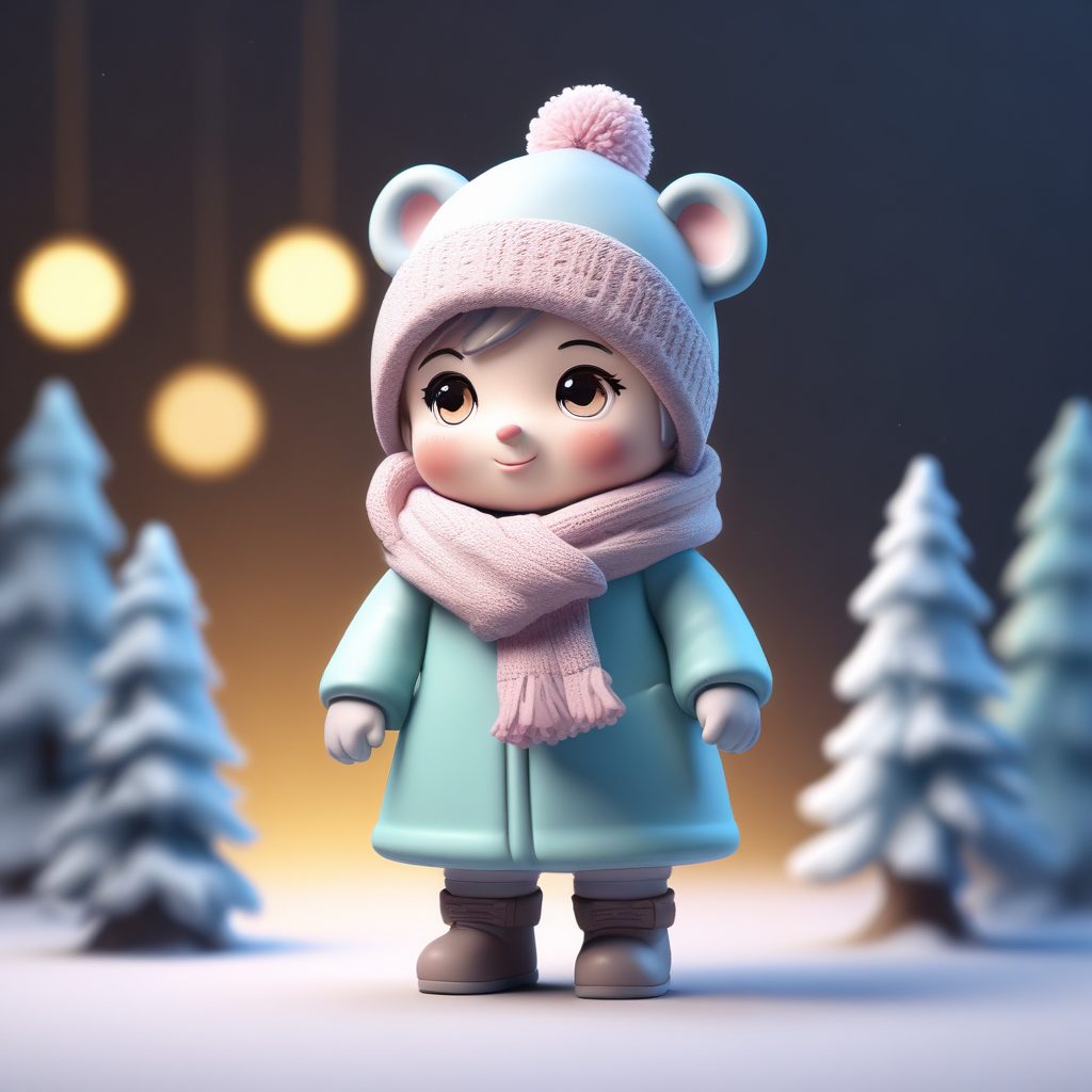 一键生成冬日治愈系！Q版堆雪人手办：温柔C4D光影绝了