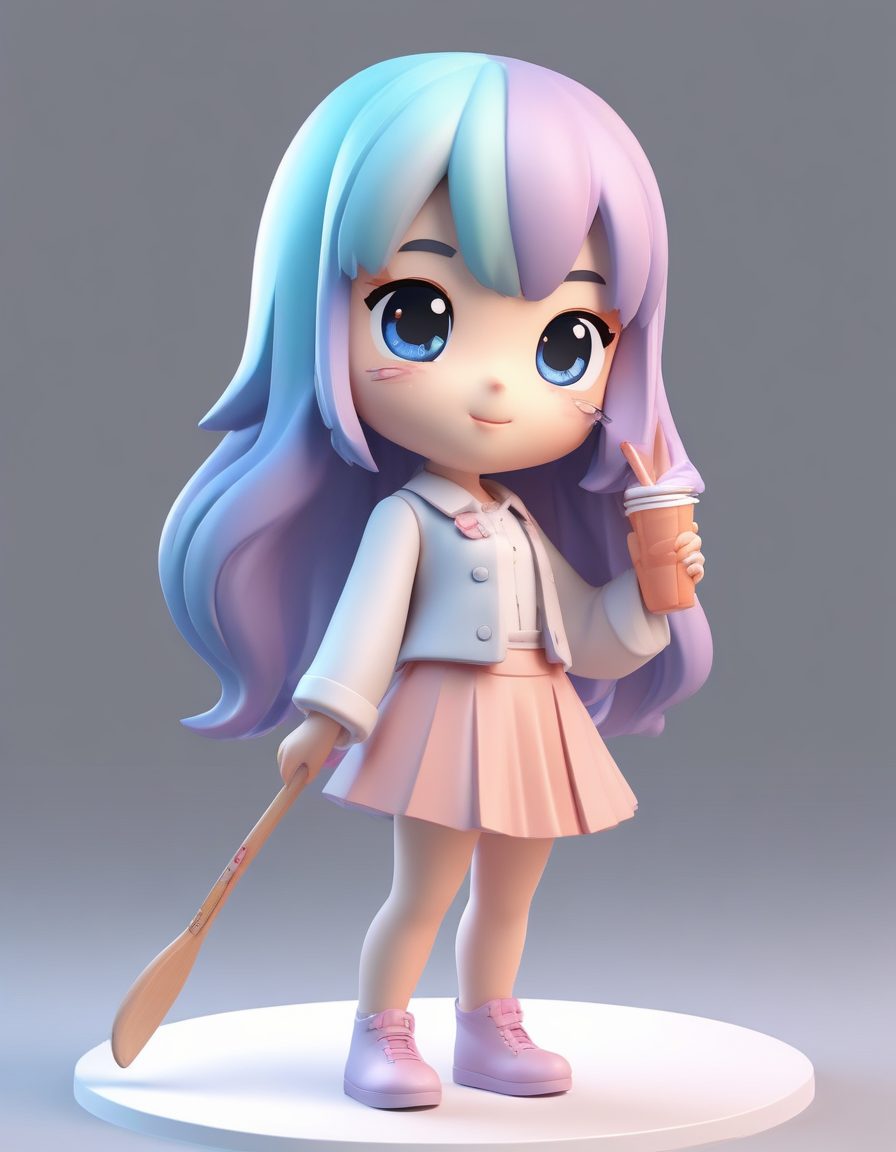 🎨艺术家Chibi | 拿着画笔的C4D粘土全身像，文艺青年头像