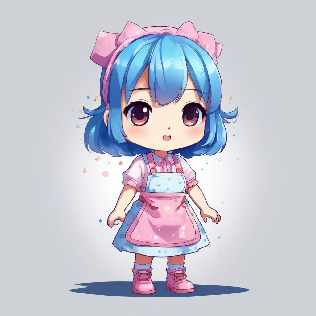 🎨艺术家Chibi！涂鸦动态姿势，彩色墨点，极简风壁纸素材