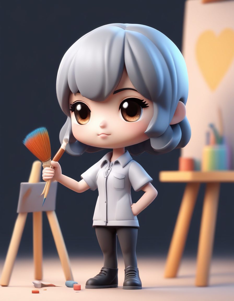 🎨艺术生种草！手拿画笔的Q版画家Chibi，C4D粘土风教程